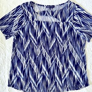 Like new shades of blue from navy to light blue.  Cute out design neckline.